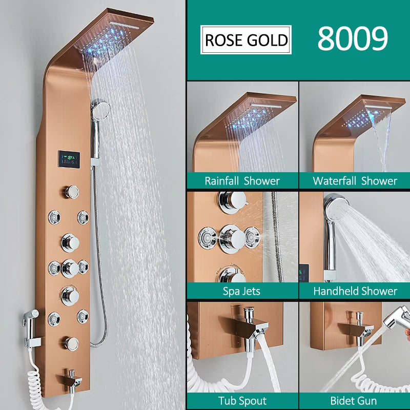 Quyanre LED Shower Panel Six Function Shower Column