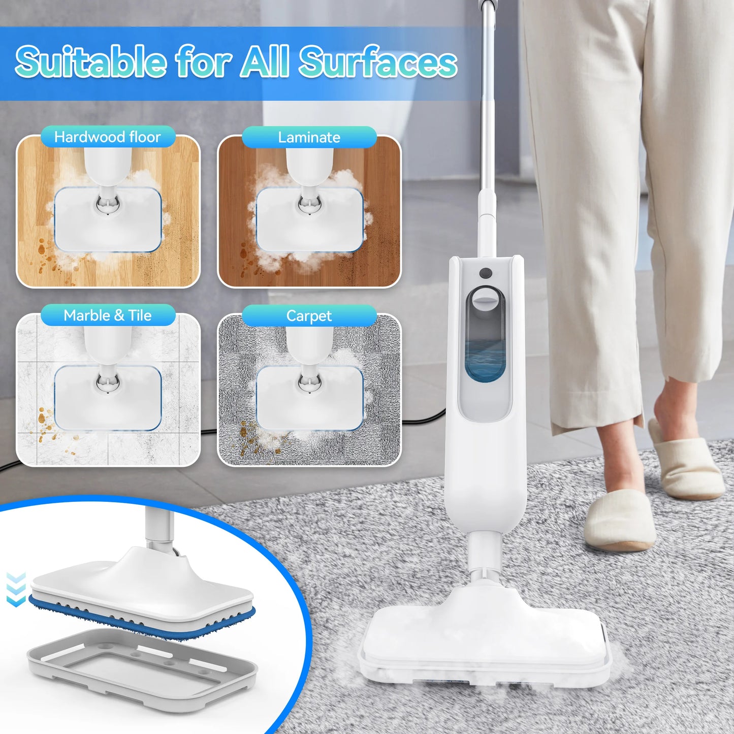 INSE 6-In-1 Steam Mop Detachable Steam Cleaner For Hard Floors