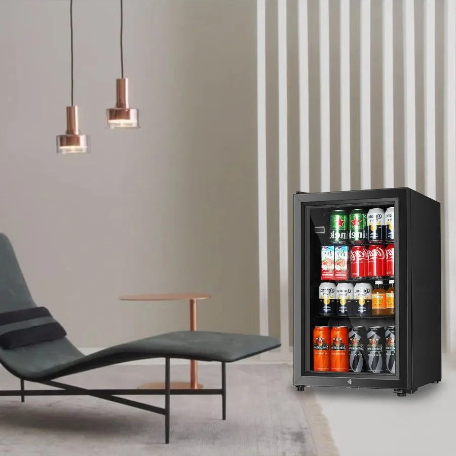 XMSJ Beverage Refrigerator Glass Door Mini Fridge For Office Bar