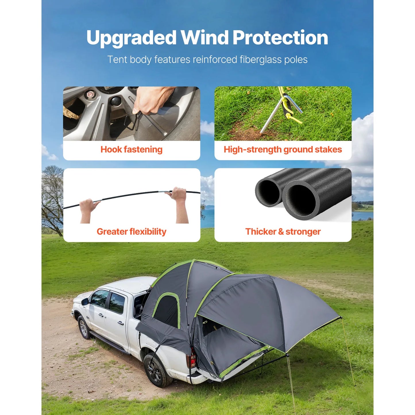 SucceBuy Pickup Truck Tent for Camping Waterproof PU2000 Two to Three Person