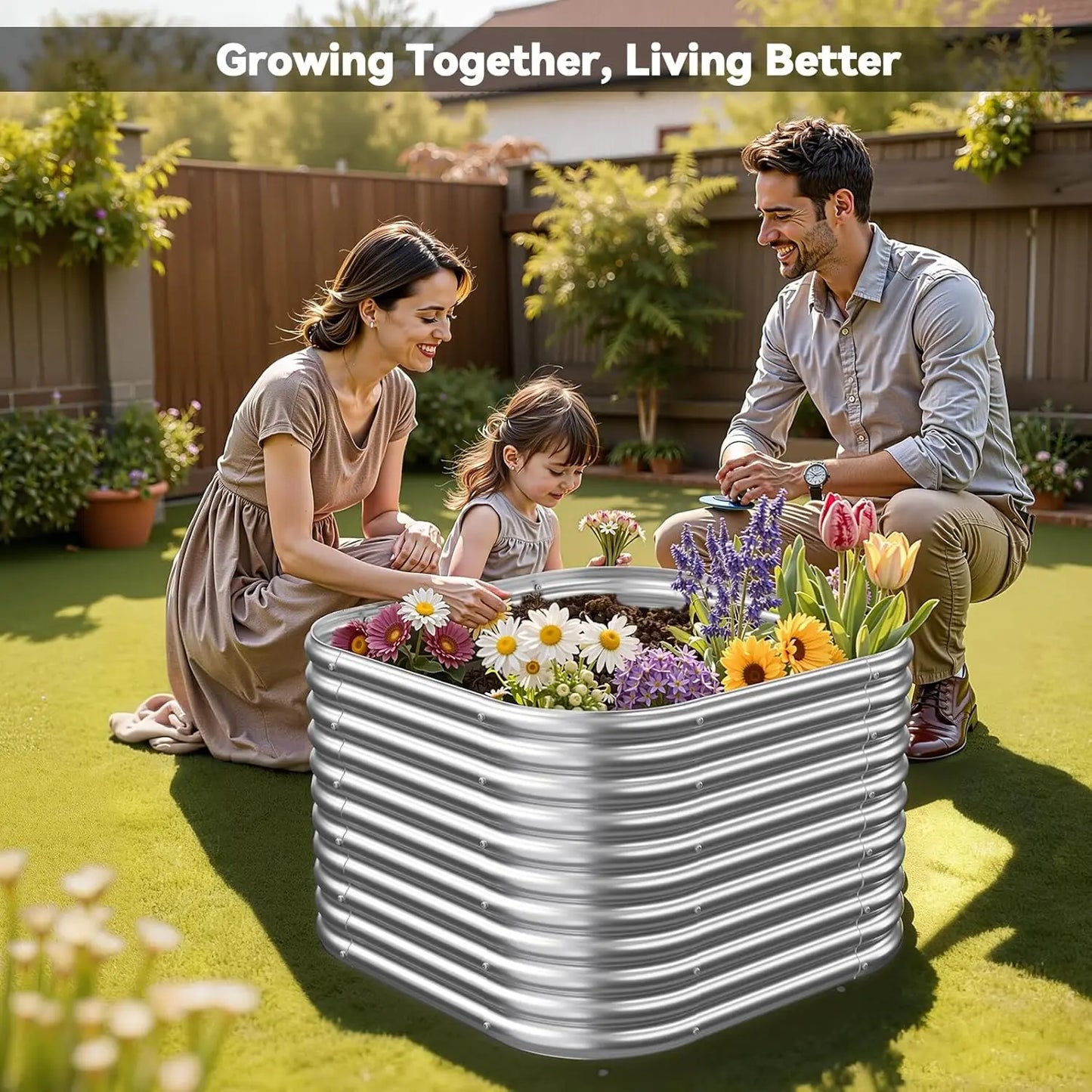 2 Pack Galvanized Steel Raised Garden Beds Vegetables And Flowers