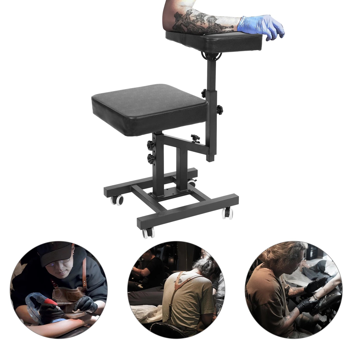 Adjustable Hair Chair For Tattoo Artists With Armrests And Foot Pads