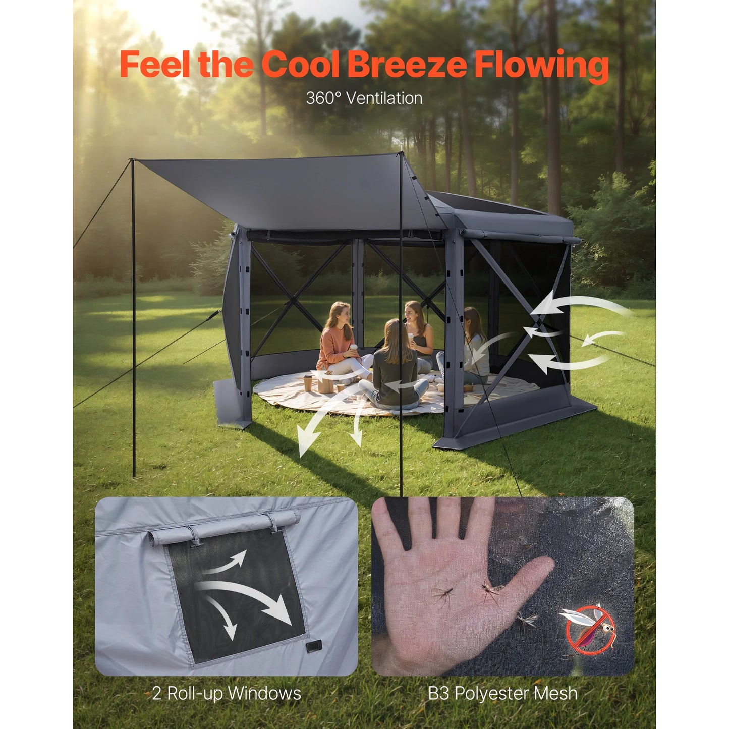 SucceBuy Pop Up Gazebo Screen Tent Easy QuickSet Shelter
