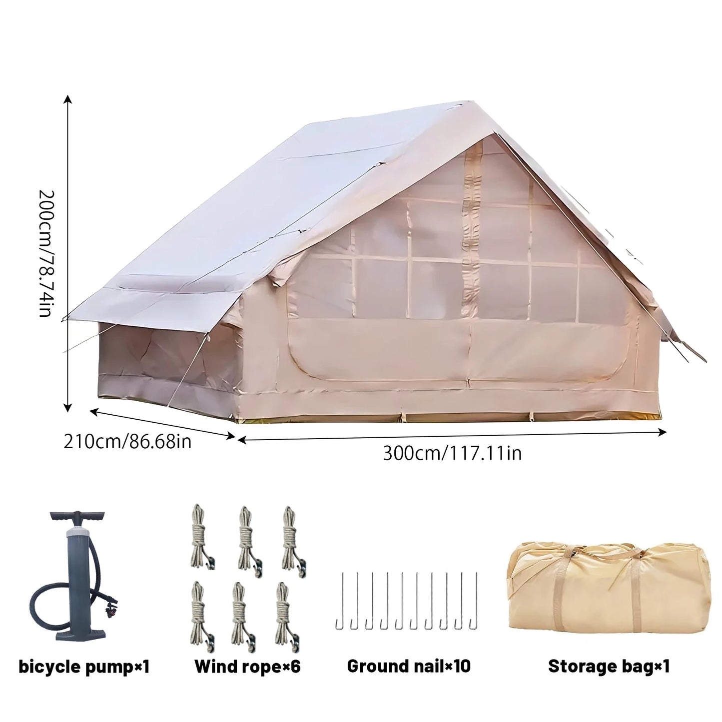 Pakicetus Inflatable Tent With Skylight Quick Setup For Four To Six People
