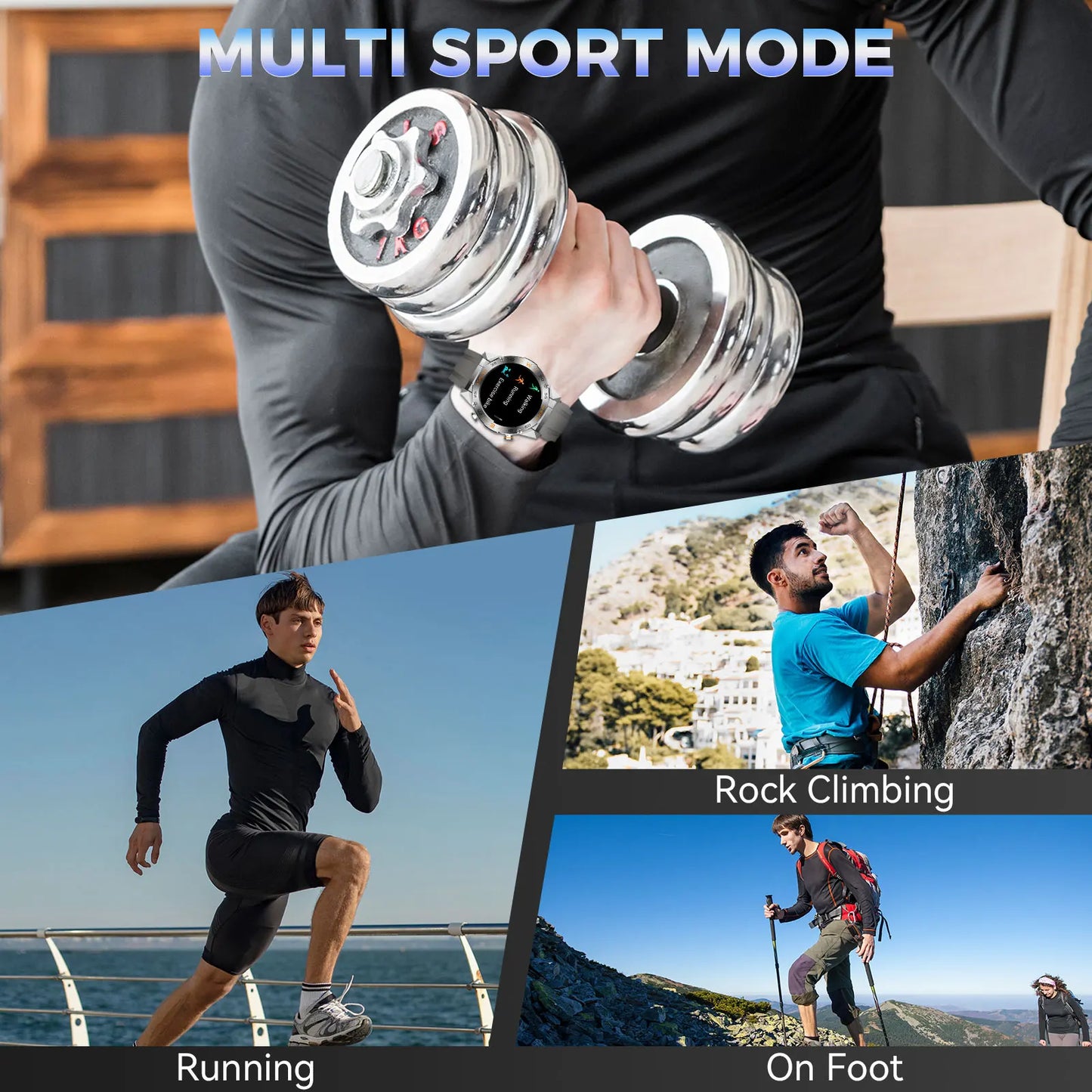 LaNikar Men's Military Smartwatch Heart Rate SpO2 Tracker