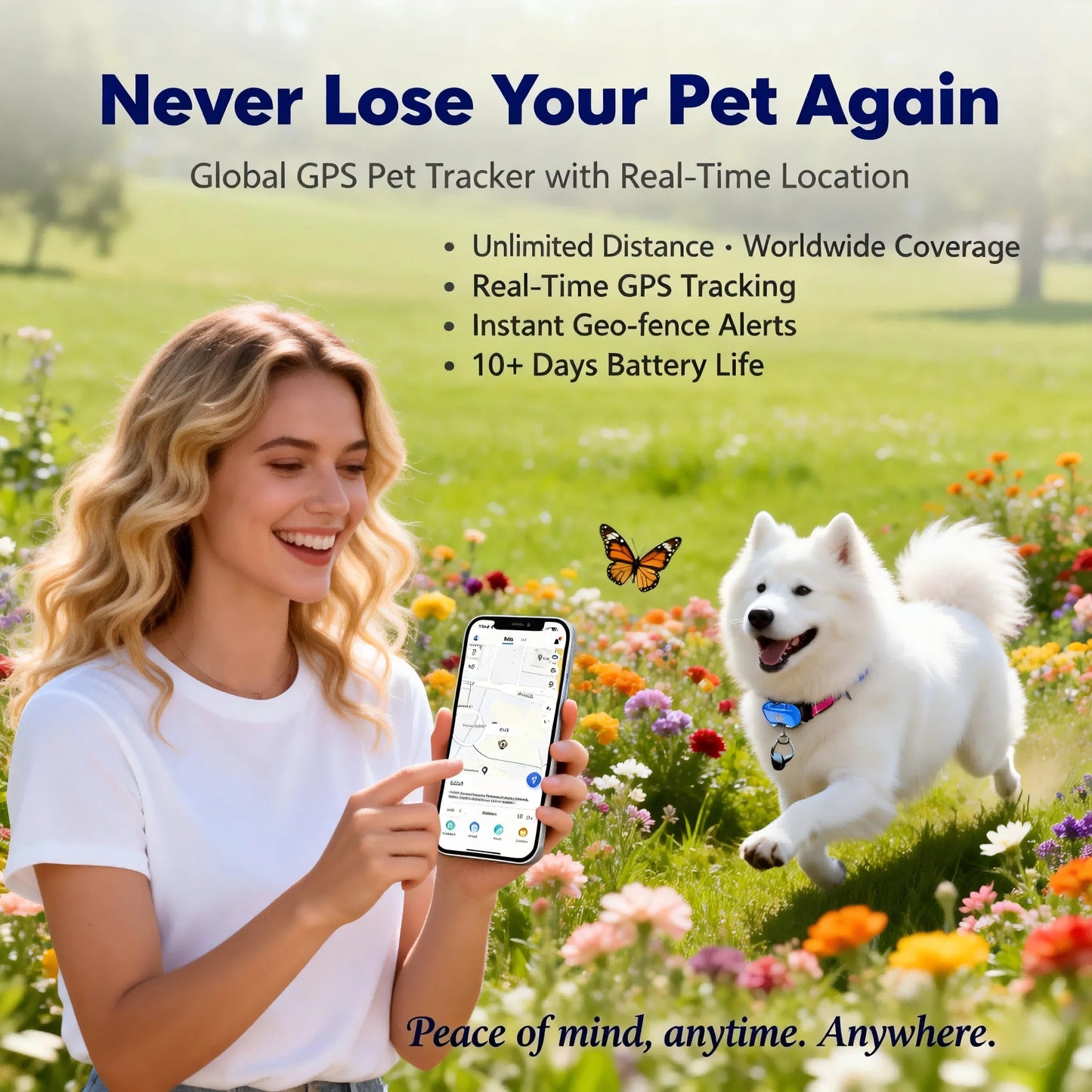 WANWAYTECH GPS Pet Tracker Real Time Locator for Dogs Cats
