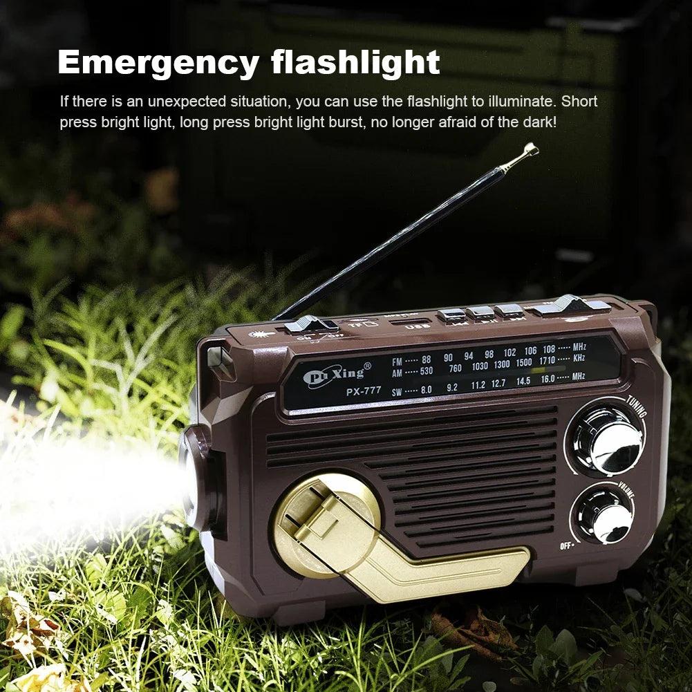 HOSPORT PX-777 Hand Crank AM FM Radio Solar Bluetooth Speaker