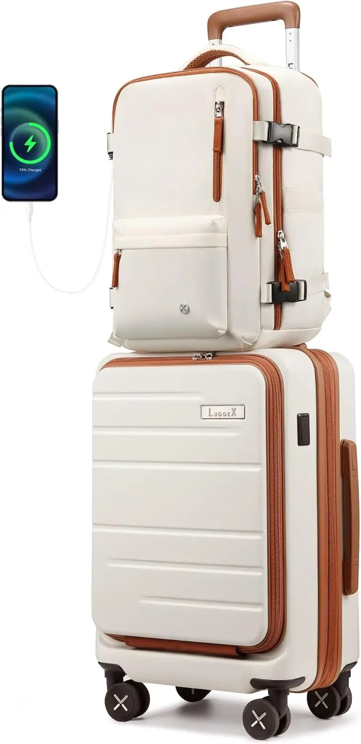 Expandable Polycarbonate Carry On Luggage With Front Pocket
