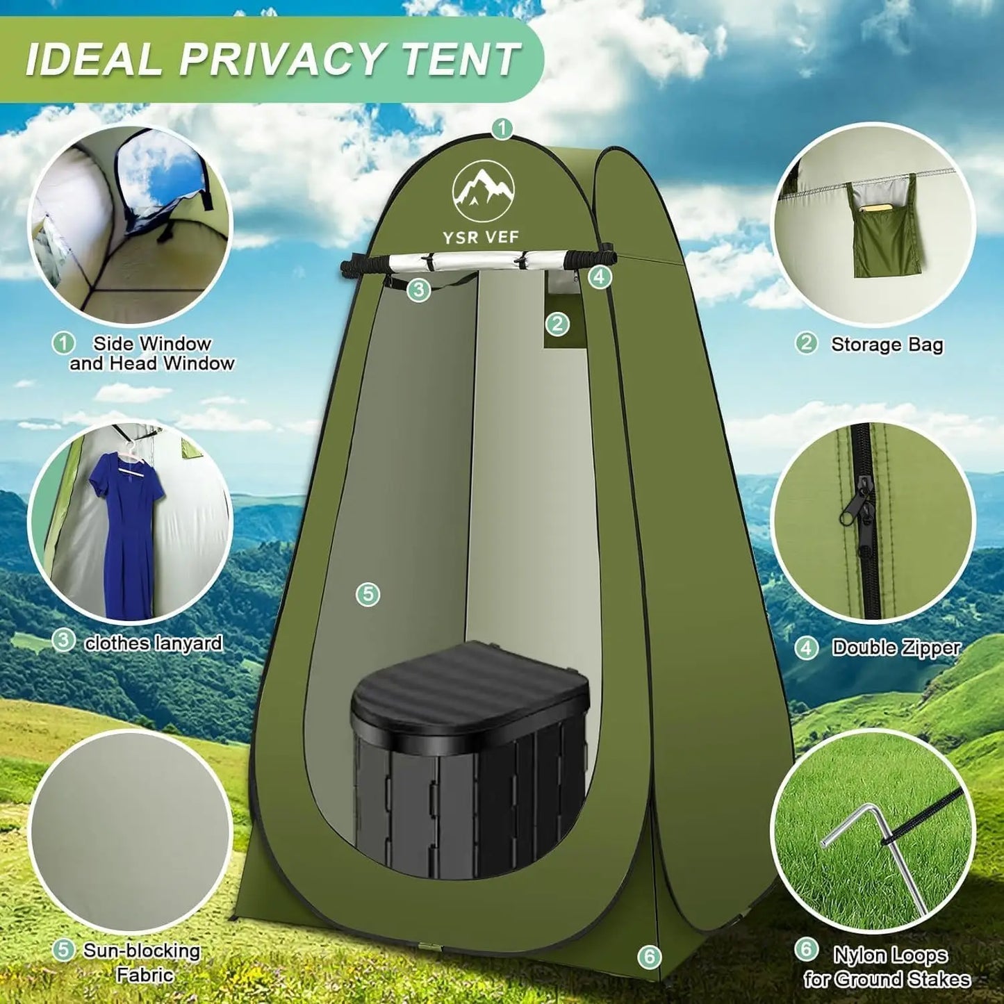 Portable Camping Toilet Tent With Shower And Changing Room