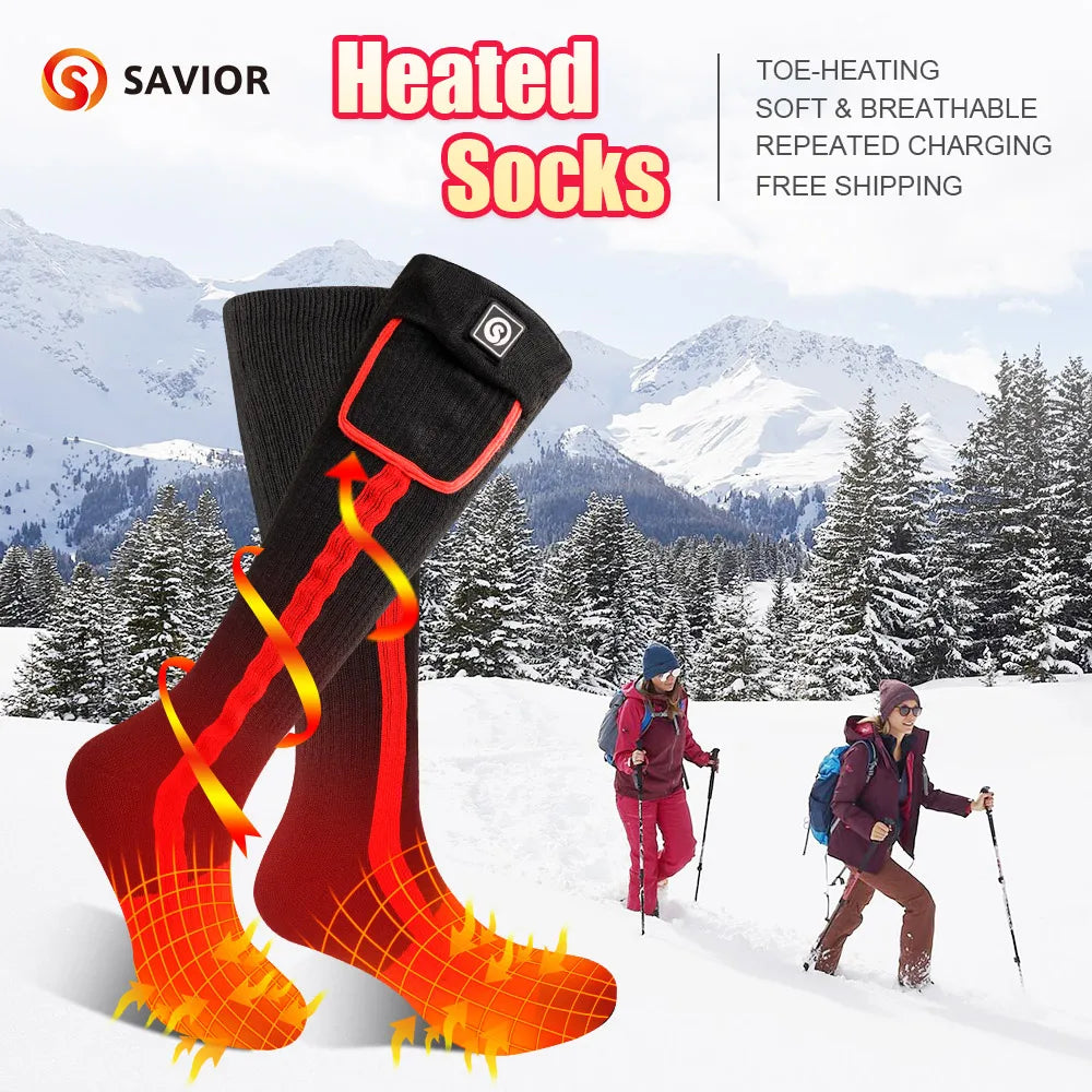 Snow Deer Heated Socks Rechargeable 2200mAh Thermal Winter Warmth Outdoor