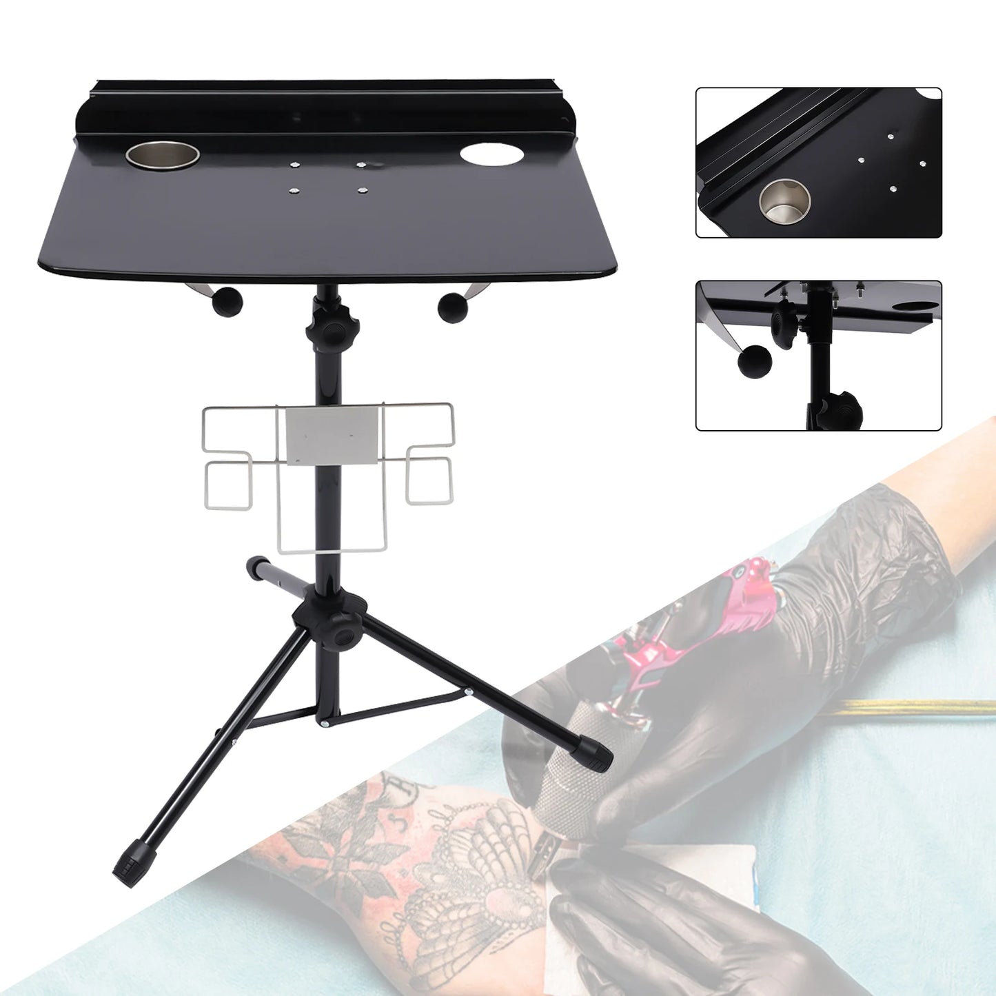 Tattoo Work Table With Adjustable Tripod Base For Salons