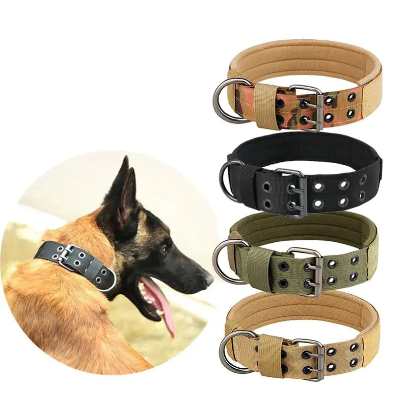 NONECN Nylon Tactical Dog Collar Adjustable Durable