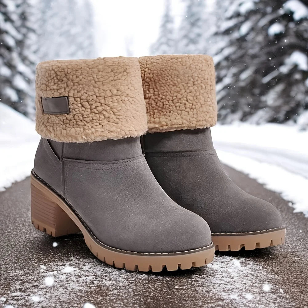 Winter Faux Fur Snow Boots For Women Platform Block Heels