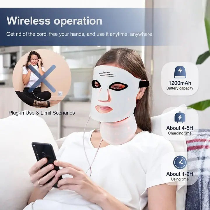 Foreverlily Silicone LED Mask With Neck Infrared Therapy