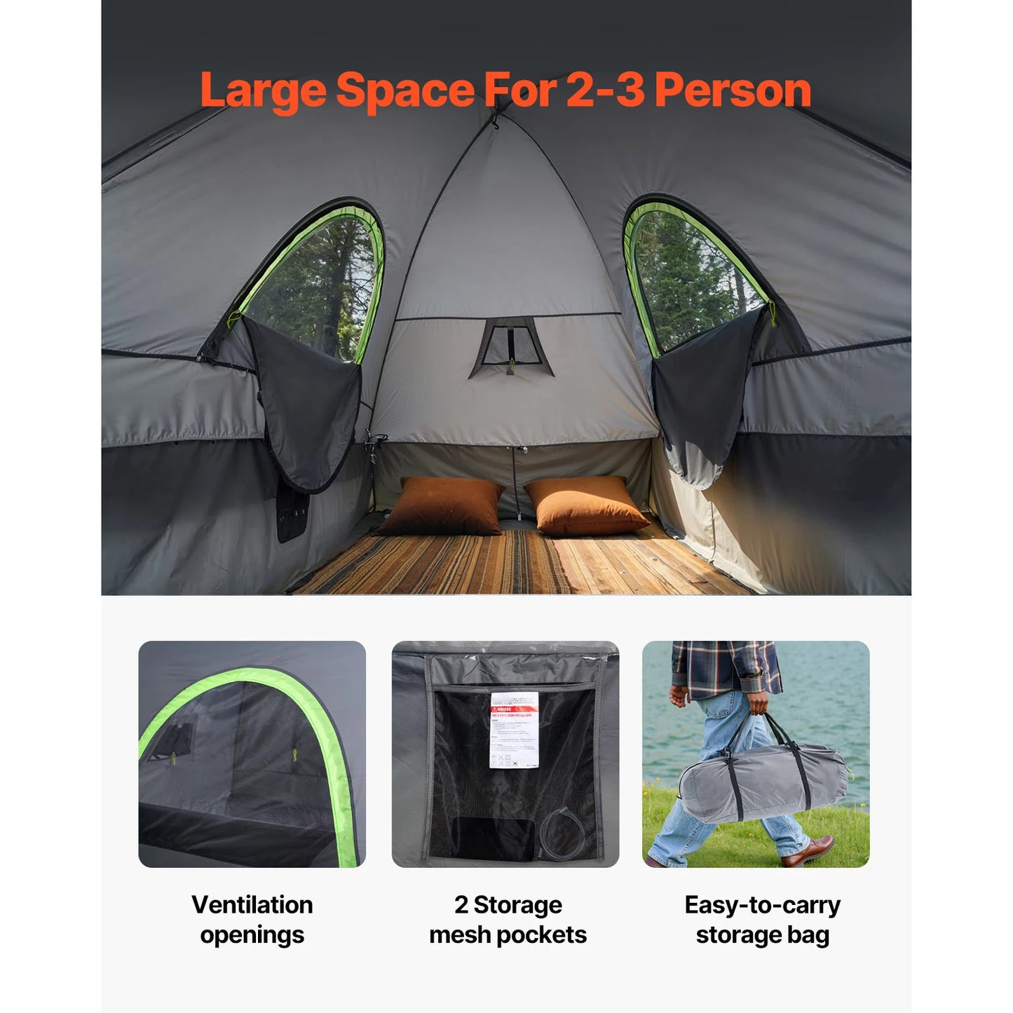SucceBuy Pickup Truck Tent for Camping Waterproof PU2000 Two to Three Person