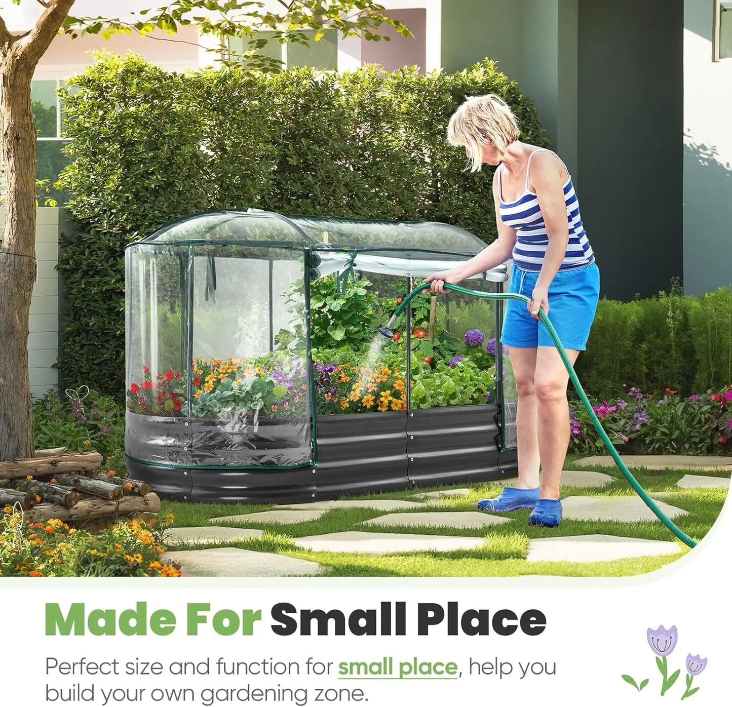 Galvanized Oval Raised Garden Bed With PVC Cover For Outdoors