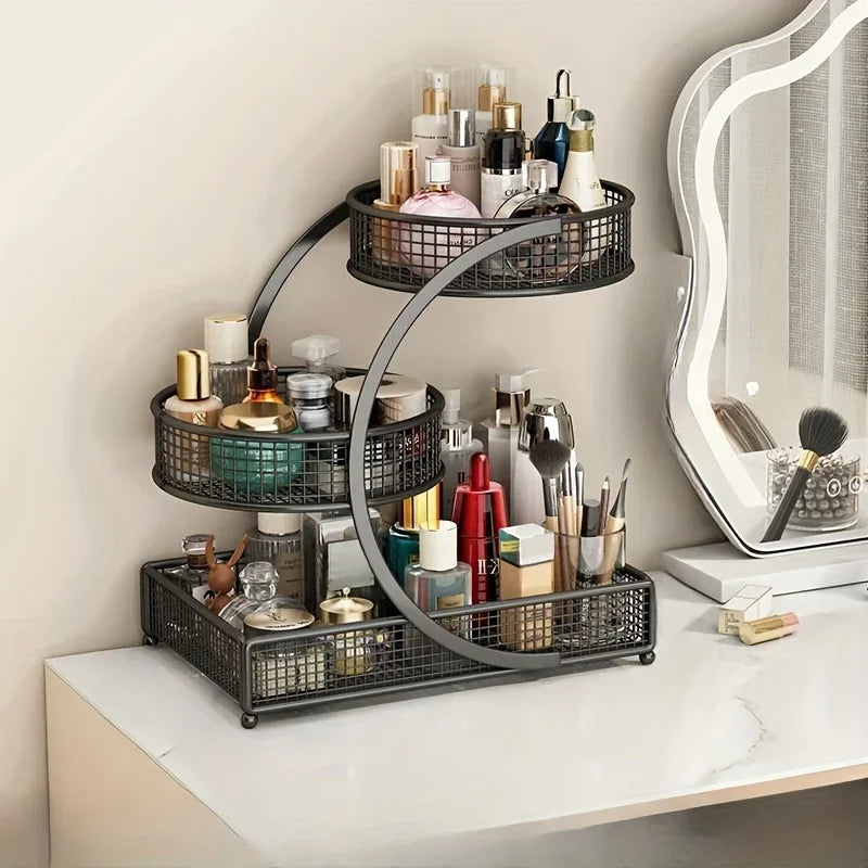 Metal Makeup Storage Rack Cosmetic Organizer Dresser Multi Layer Skincare