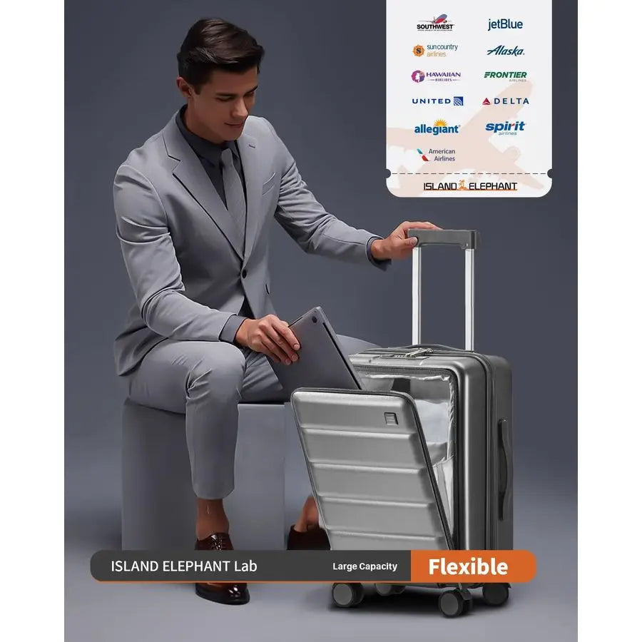 XMSJ Carry On Luggage Hardside Travel Case Front Pocket