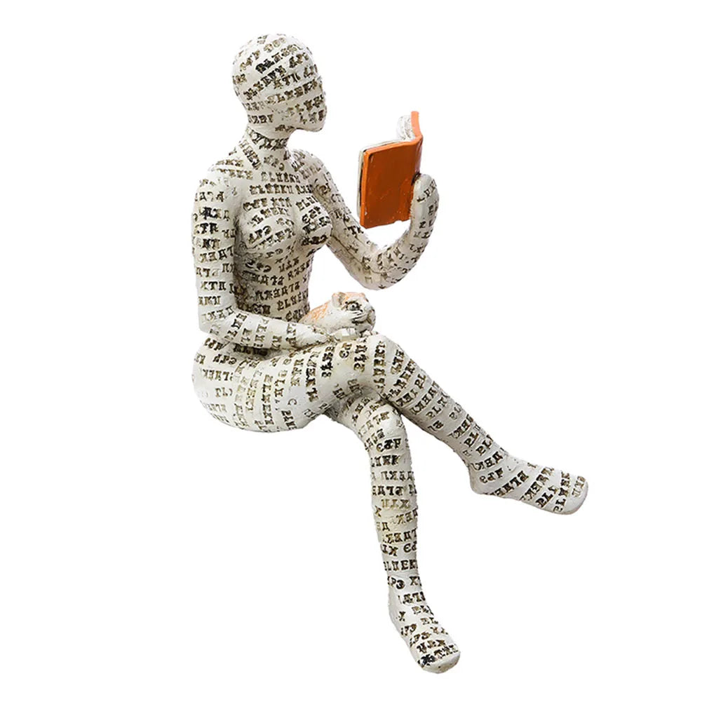 VKTECH Reading Woman Resin Statue for Home Desk Decor