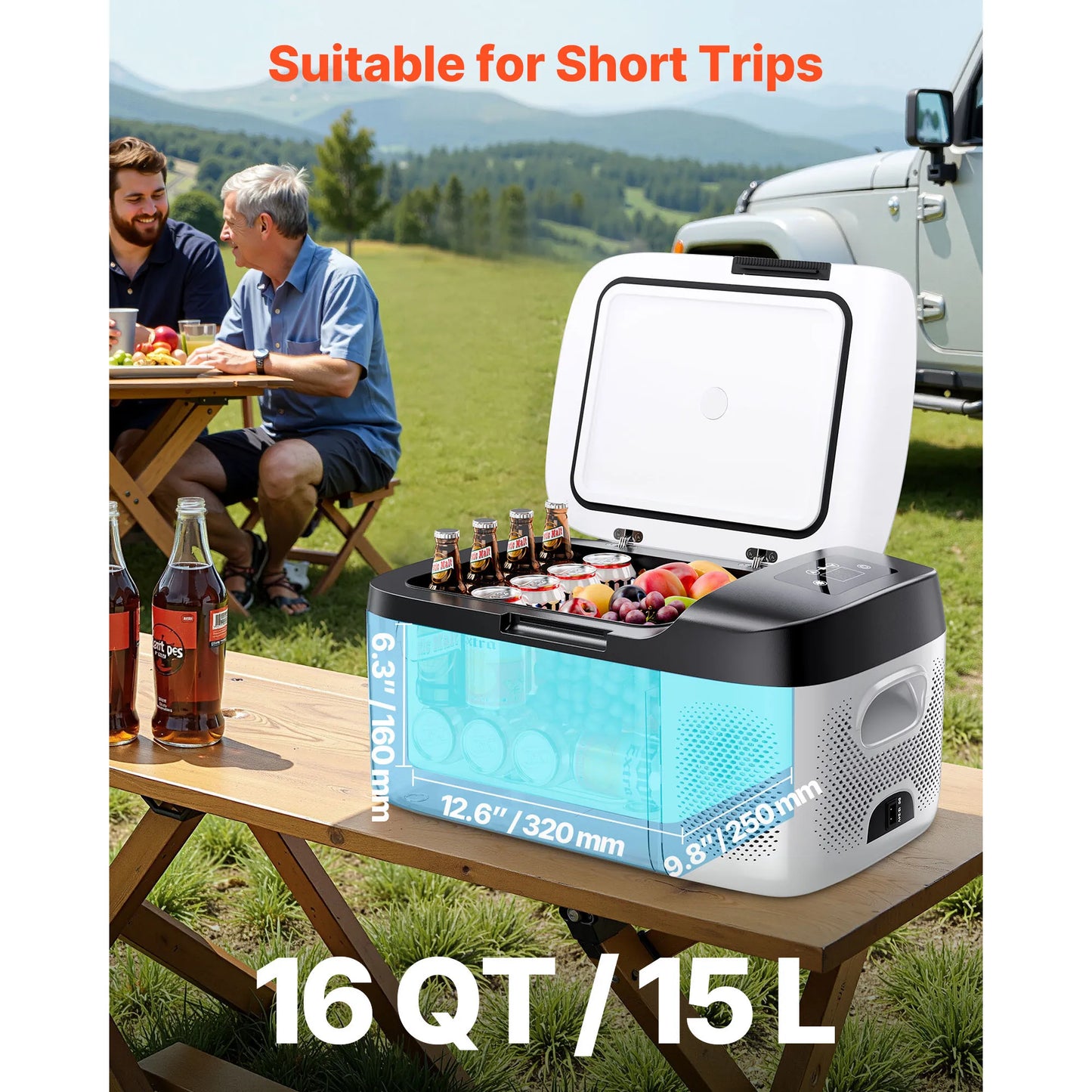 Car Refrigerator DC 12-24V AC 100-240V Compressor Cooler With App