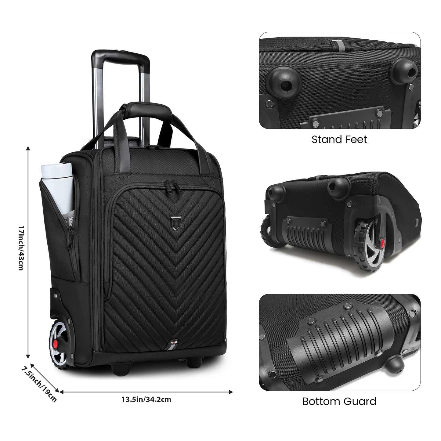 RUCYENCN Laptop Carry On Rolling Luggage Bag With Wheels