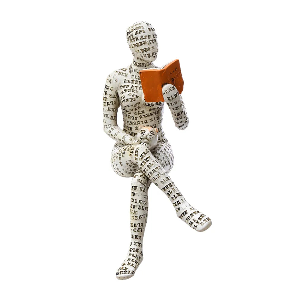 VKTECH Reading Woman Resin Statue for Home Desk Decor