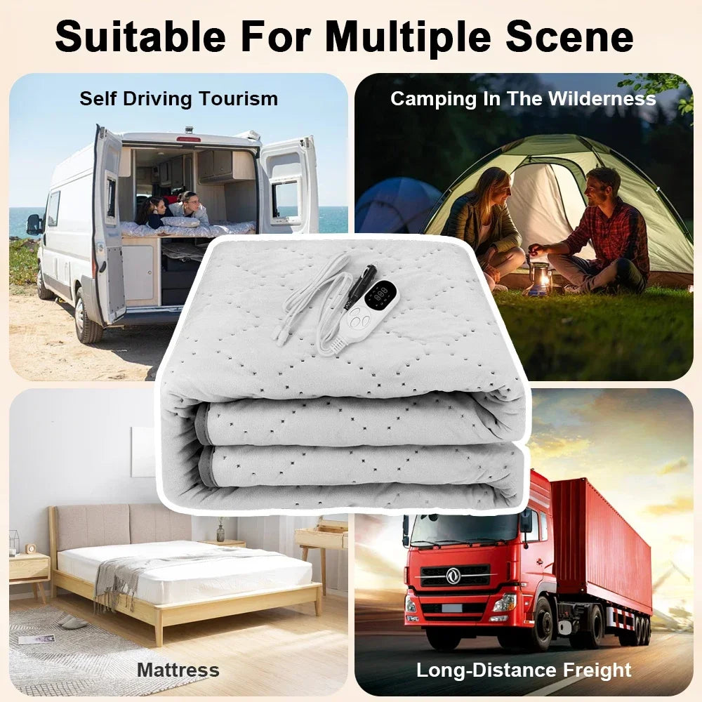 NONECN 12V Car Electric Heating Blanket Adjustable Temperature Auto Sleeper Pad