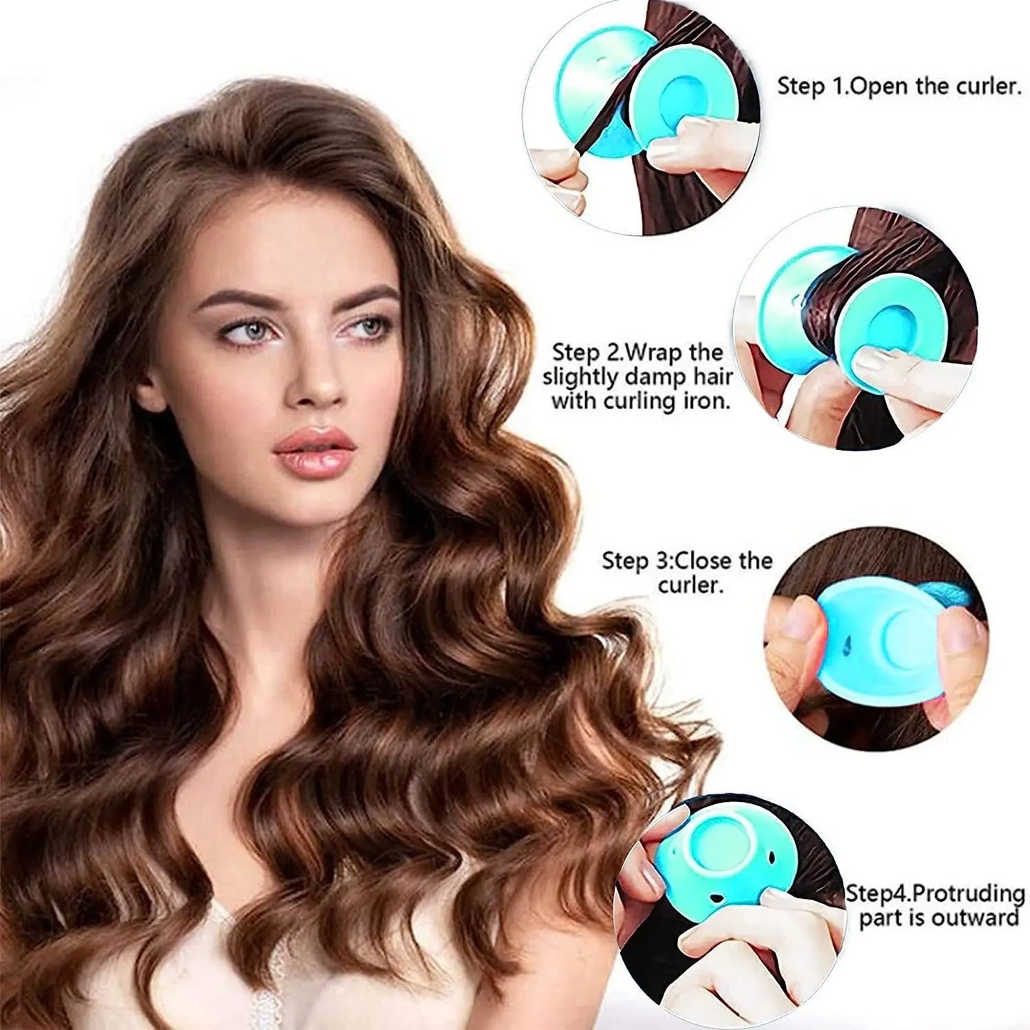 Silicone Rubber Hair Curlers Heatless Rollers For DIY Styling