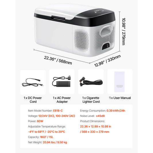 Car Refrigerator DC 12-24V AC 100-240V Compressor Cooler With App