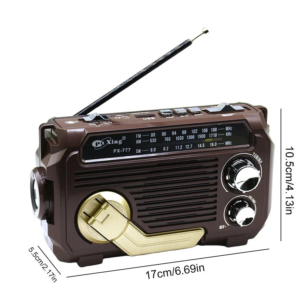 HOSPORT PX-777 Hand Crank AM FM Radio Solar Bluetooth Speaker